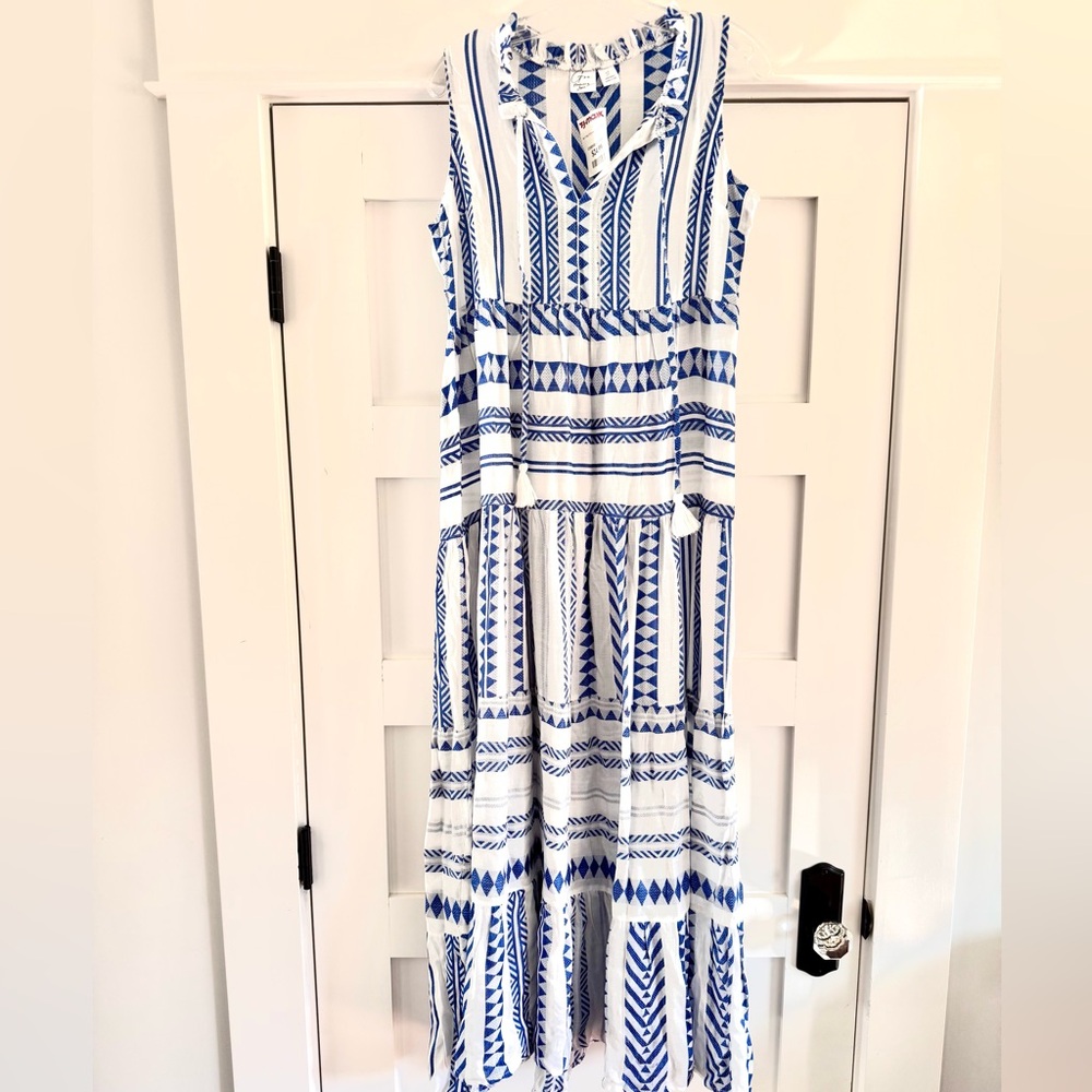 NEW w Tags: Blue and White Patterned Maxi Dress